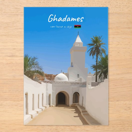 Ghadames, Libië - Witte Moskee Acryl Uitnodigingen (Voorkant)