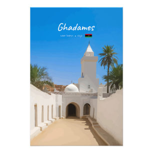 Ghadames, Libië - Witte Moskee Foto Afdruk