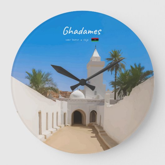 Ghadames, Libië - Witte Moskee Grote Klok (Voorkant)