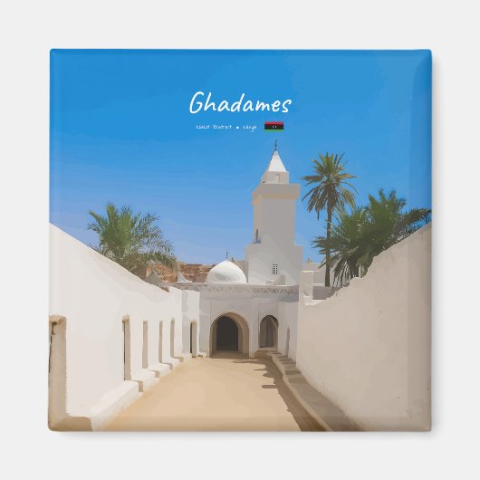 Ghadames, Libië - Witte Moskee Magneet (Voorkant)