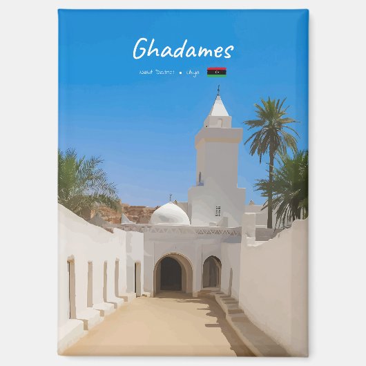 Ghadames, Libië - Witte Moskee Plat Magneet (Voorkant)