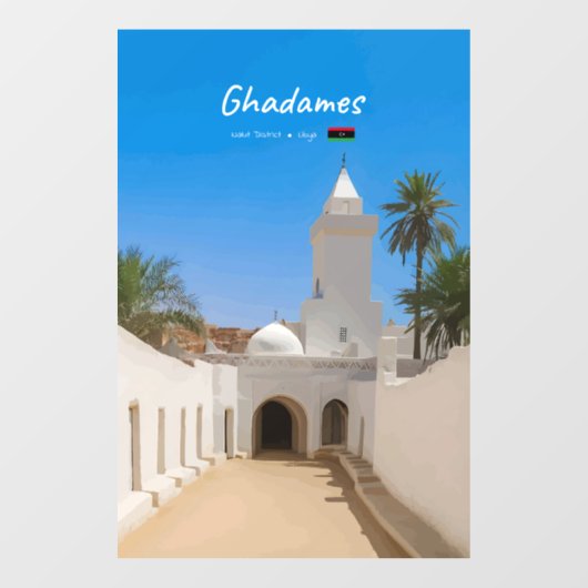 Ghadames, Libië - Witte Moskee Raamsticker (Vel)