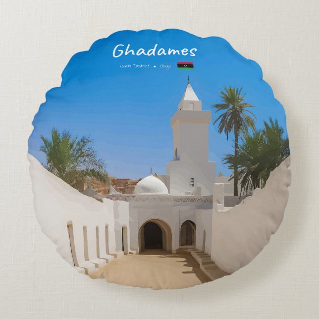 Ghadames, Libië - Witte Moskee Rond Kussen (Voorkant)