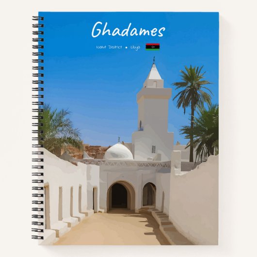 Ghadames, Libië - Witte Moskee Spiraal Notitieboek (Voorkant)