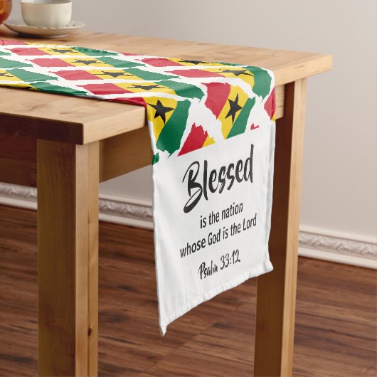 GHANA Blessed Nation Christelijke scripts Korte Tafelloper (Voorbeeld)