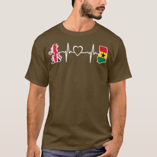 Ghana British Flag - Ghanaian British UK Heartbeat T-shirt