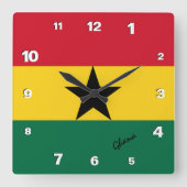 Ghana Clock, patriottisch huis, Ghanese vlag Vierkante Klok (Voorkant)