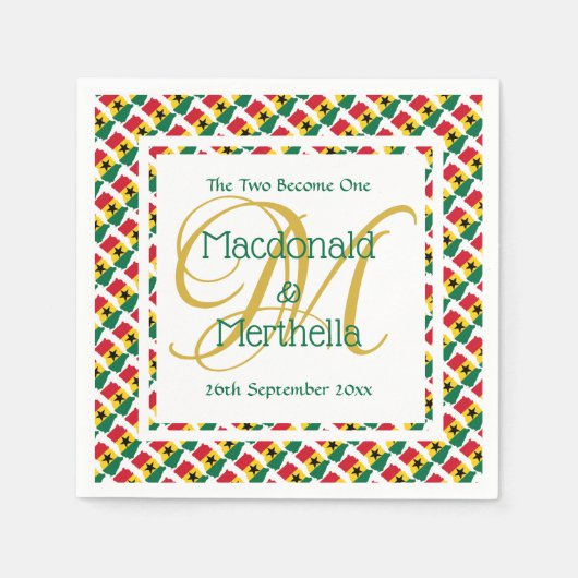 GHANA Custom Monogram Wedding Celebration Paper Servet (Voorkant)