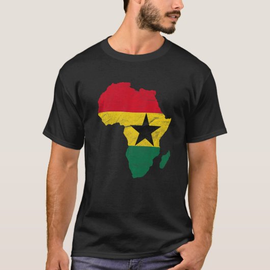 Ghana Flag Africa Continent Silhouette Gift for Gh T-shirt (Voorkant)