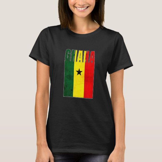 Ghana Flag Art African Country Retro  Grung T-shirt (Voorkant)