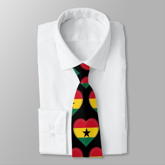 Ghana Flag Colors Heart Pattern Stropdas (Gebonden)
