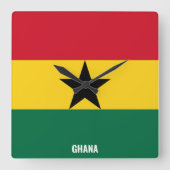 Ghana Flag Dazzling Patriotic Vierkante Klok (Voorkant)