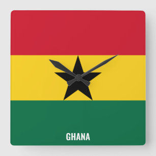 Ghana Flag Dazzling Patriotic Vierkante Klok