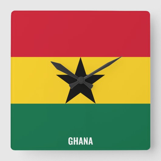 Ghana Flag Dazzling Patriotic Vierkante Klok (Voorkant)