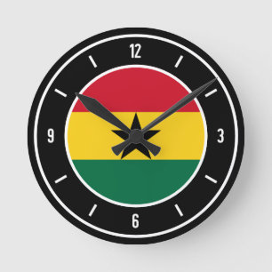 Ghana Flag Elegant Ronde Klok