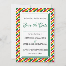 GHANA FLAG Gepersonaliseerd Schrift Stijlvol Ghane Save The Date