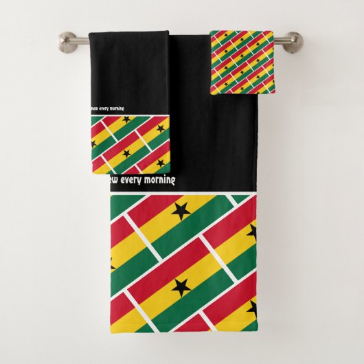 GHANA FLAG Gepersonaliseerd Schrift ZWART Ghanees Bad Handdoek (Insitu)