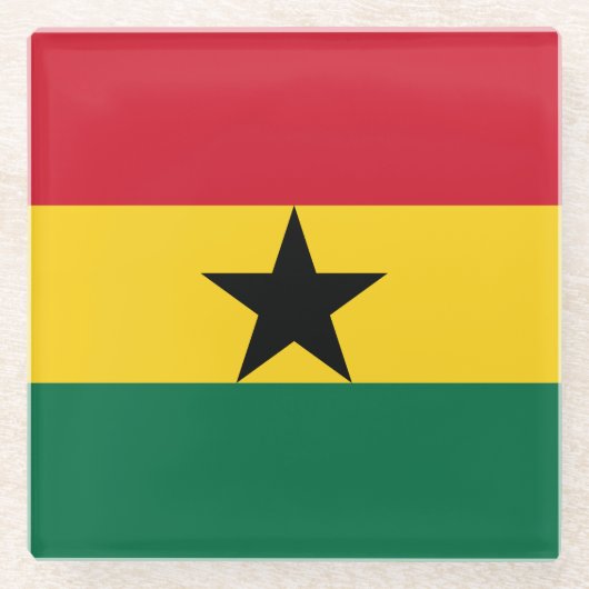 Ghana Flag Glazen Onderzetter (Voorkant)