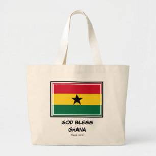 GHANA FLAG God Bless Patriottisch Ghanees Grote Tote Bag