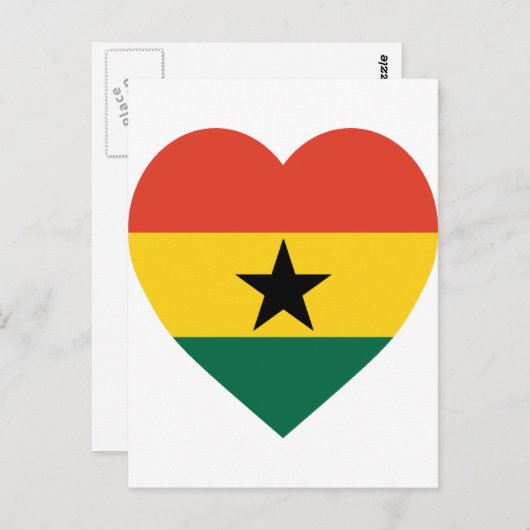Ghana Flag Heart Briefkaart (Voorkant / Achterkant)