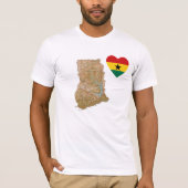Ghana Flag Heart en Map T-Shirt (Voorkant)