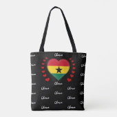 Ghana Flag & Heart, Ghanese vlag mode/sport Tote Bag (Achterkant)
