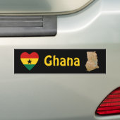 Ghana Flag Heart + Map Bumper Sticker (Op auto)