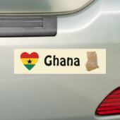 Ghana Flag Heart + Map Bumpersticker (Op auto)