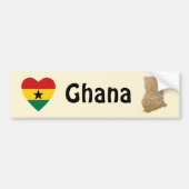 Ghana Flag Heart + Map Bumpersticker (Voorkant)