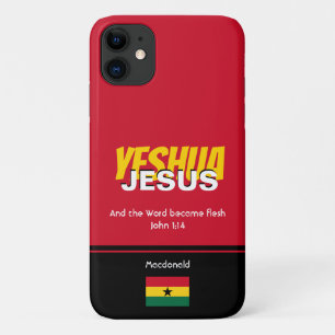Ghana Flag JESUS YESHUA Scripts gepersonaliseerd Case-Mate iPhone Case