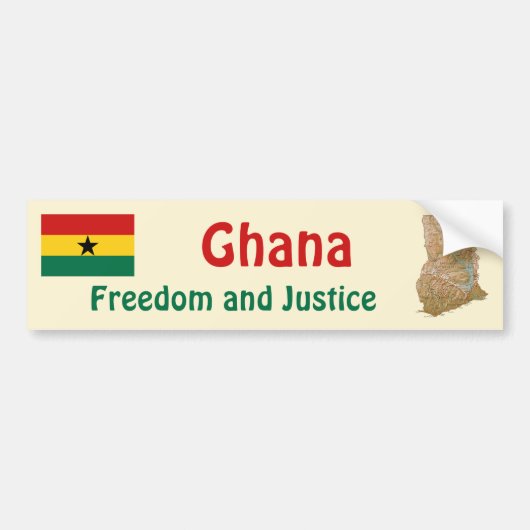 Ghana Flag + Map Bumper Sticker (Voorkant)