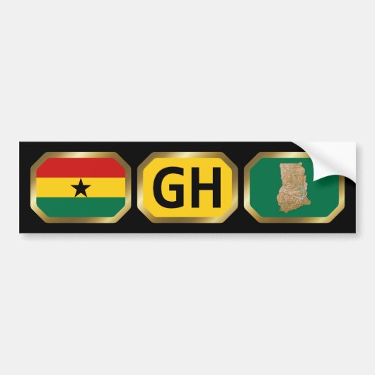 Ghana Flag Map Code Bumper Sticker (Voorkant)