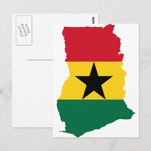 Ghana Flag Map GH Briefkaart (Voorkant / Achterkant)
