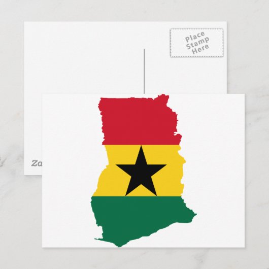 Ghana Flag Map GH Briefkaart (Voorkant / Achterkant)