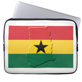 GHANA Flag Map Patriottic Computer Laptop Sleeve