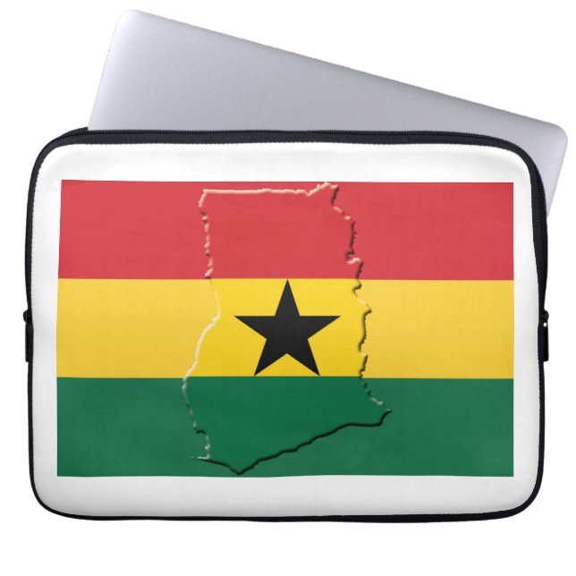 GHANA Flag Map Patriottic Computer Laptop Sleeve (Voorkant)