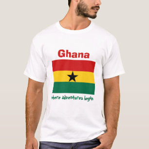 Ghana Flag + Map + Tekst T-Shirt