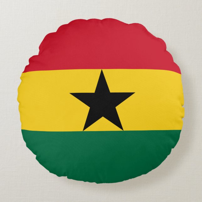Ghana Flag Rond Kussen (Voorkant)