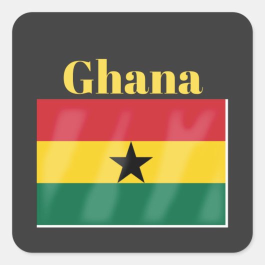 Ghana Flag Vierkante Sticker (Voorkant)