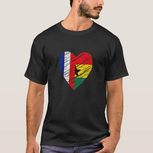 Ghana France Heart Franse vlag Ghanaian Flag Love T-shirt (Voorkant)