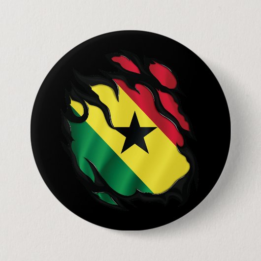 Ghana Gescheurde Vlag Ronde Button 7,6 Cm (Voorkant)
