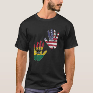 Ghana Ghanaian America American Flag Hand Mixed T-shirt