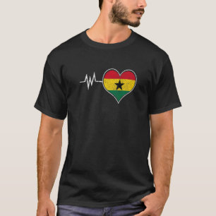Ghana Ghanaian Heart Love Proud Melanin Flag T-shirt