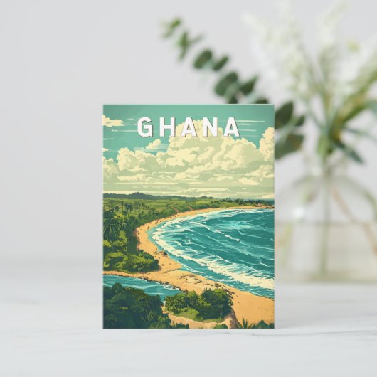 Ghana Illustration Travel Art Vintage Briefkaart (Staand voorkant)