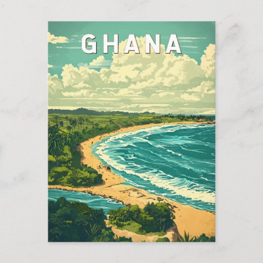 Ghana Illustration Travel Art Vintage Briefkaart (Voorkant)