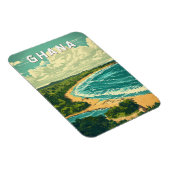 Ghana Illustration Travel Art Vintage Magneet (Rechterzijde)