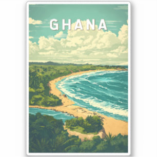 Ghana Illustration Travel Art Vintage Sticker