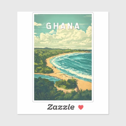 Ghana Illustration Travel Art Vintage Sticker (Vel)