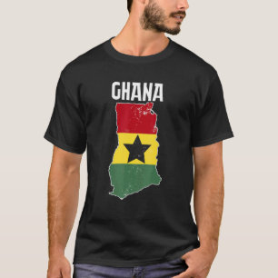 Ghana Kaart Afrikaans land Ghanese vlag T-shirt