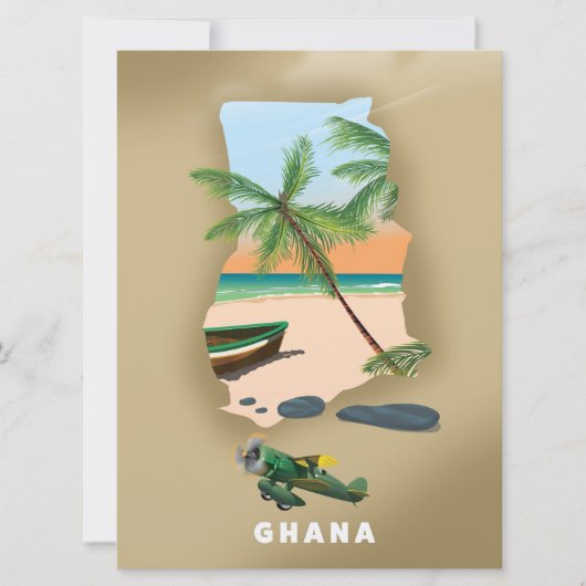 Ghana kaart geïllustreerde reisposter. (Voorkant)